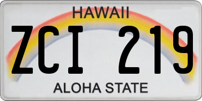 HI license plate ZCI219
