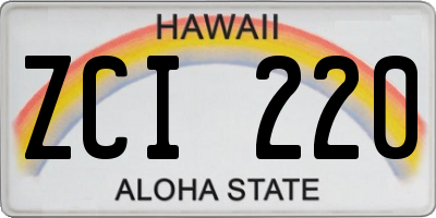 HI license plate ZCI220