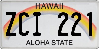 HI license plate ZCI221