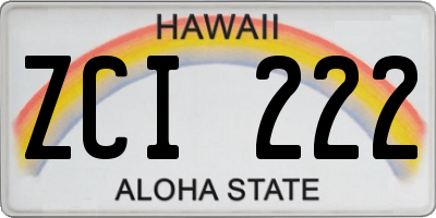 HI license plate ZCI222