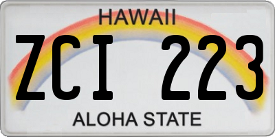 HI license plate ZCI223
