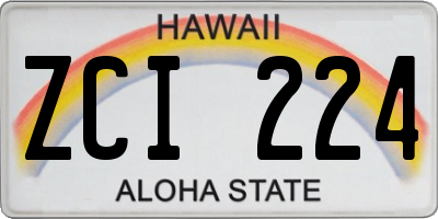 HI license plate ZCI224