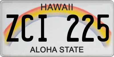 HI license plate ZCI225