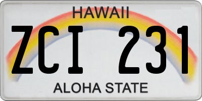 HI license plate ZCI231