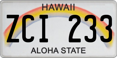 HI license plate ZCI233