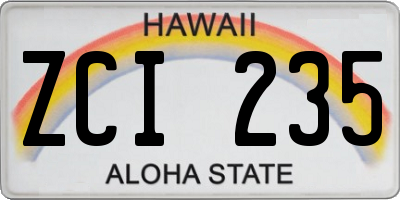 HI license plate ZCI235