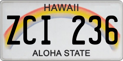 HI license plate ZCI236