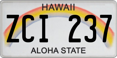 HI license plate ZCI237