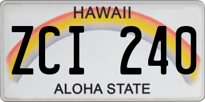 HI license plate ZCI240