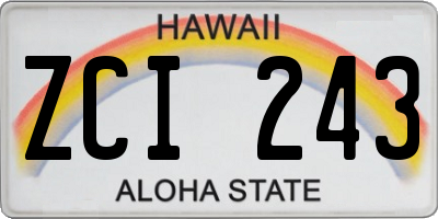 HI license plate ZCI243