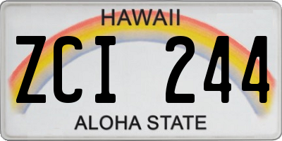 HI license plate ZCI244