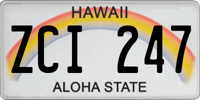 HI license plate ZCI247