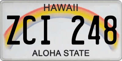 HI license plate ZCI248