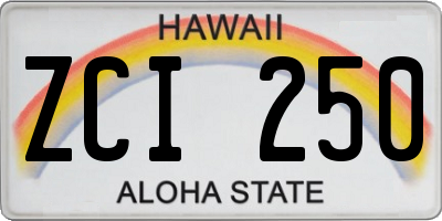 HI license plate ZCI250