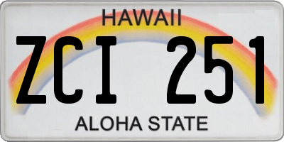 HI license plate ZCI251