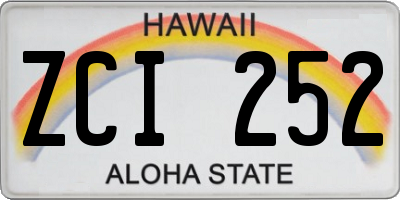 HI license plate ZCI252