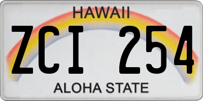HI license plate ZCI254