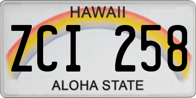 HI license plate ZCI258