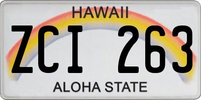 HI license plate ZCI263