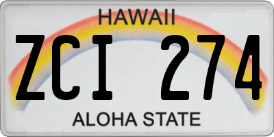 HI license plate ZCI274