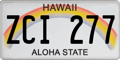 HI license plate ZCI277