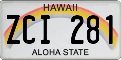 HI license plate ZCI281