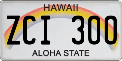 HI license plate ZCI300