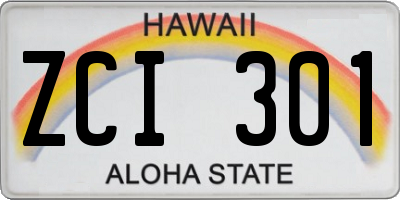 HI license plate ZCI301