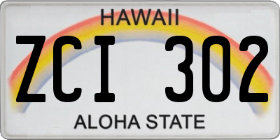HI license plate ZCI302