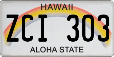 HI license plate ZCI303