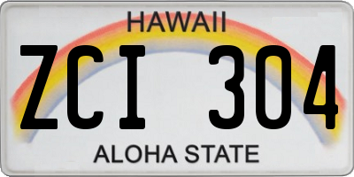 HI license plate ZCI304