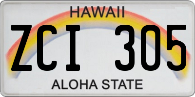 HI license plate ZCI305
