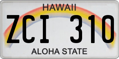 HI license plate ZCI310