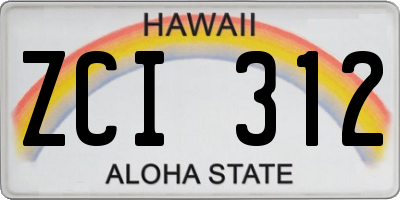 HI license plate ZCI312