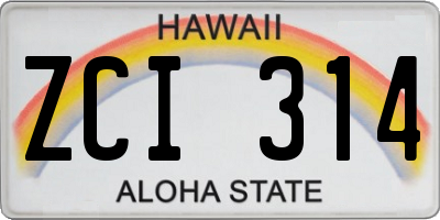 HI license plate ZCI314