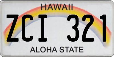 HI license plate ZCI321