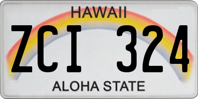 HI license plate ZCI324