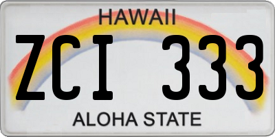 HI license plate ZCI333