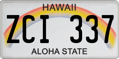 HI license plate ZCI337