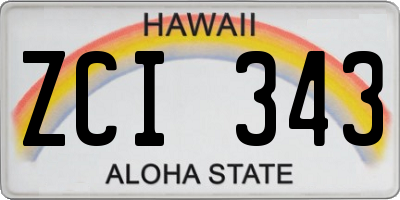 HI license plate ZCI343