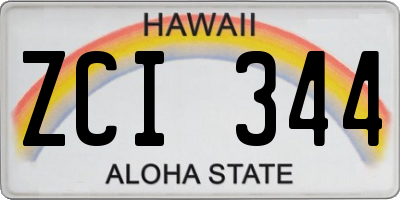HI license plate ZCI344