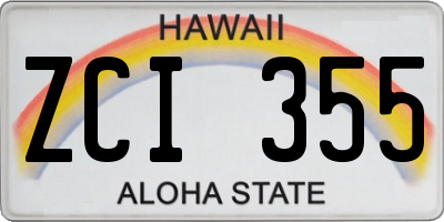 HI license plate ZCI355