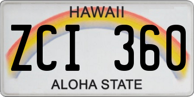 HI license plate ZCI360
