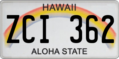 HI license plate ZCI362