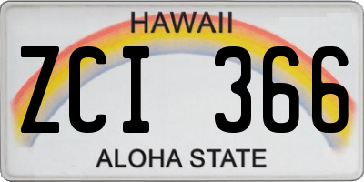 HI license plate ZCI366