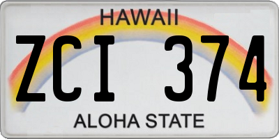 HI license plate ZCI374