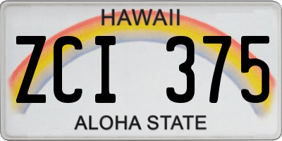 HI license plate ZCI375