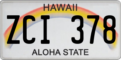 HI license plate ZCI378