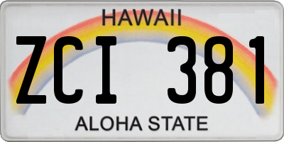 HI license plate ZCI381