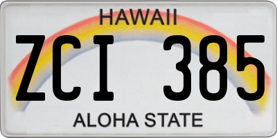 HI license plate ZCI385